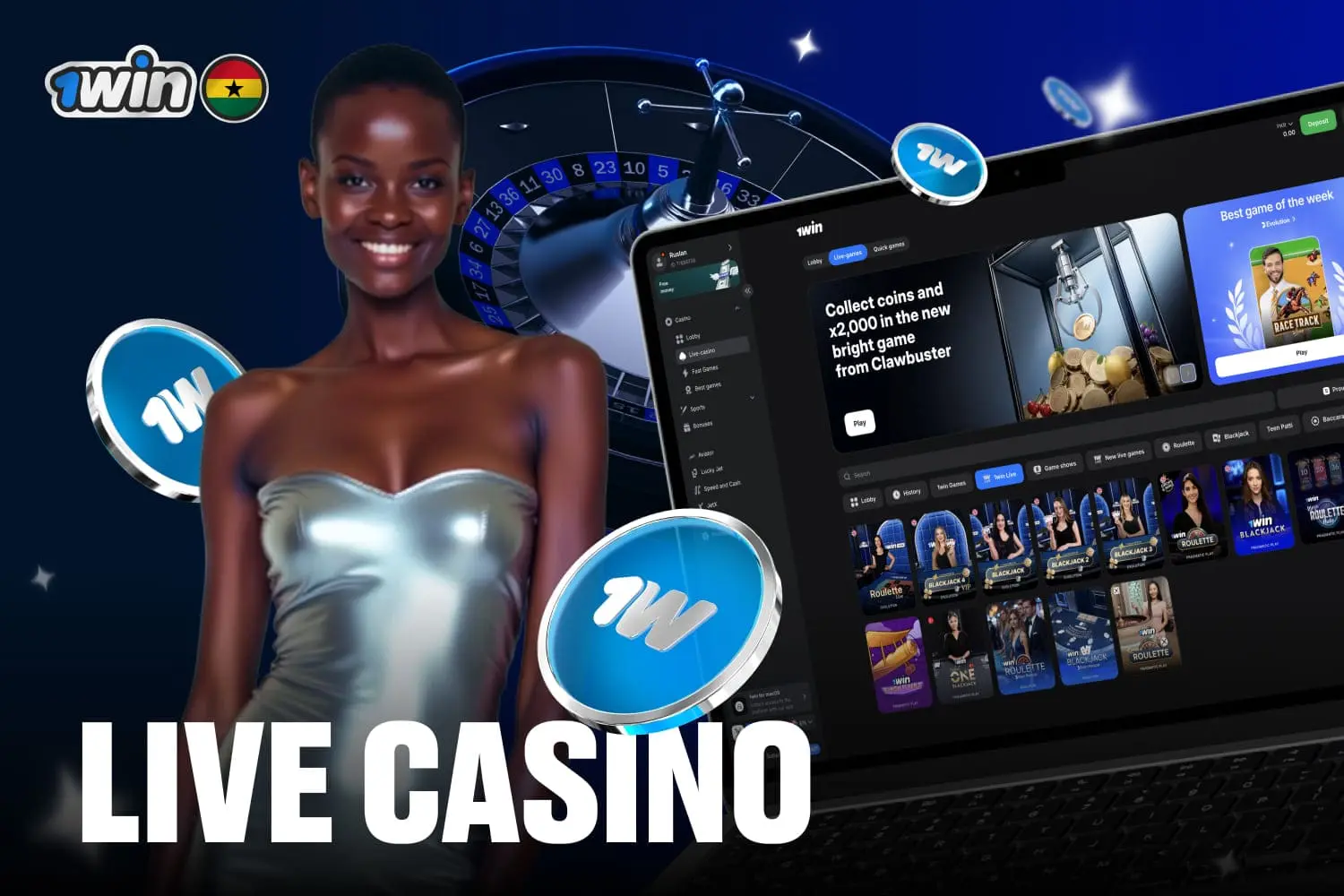 1win live casino provide generous experience in Ghana